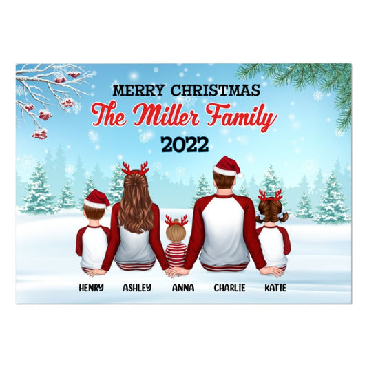 Merry Christmas Family Back View Personalized Postcard