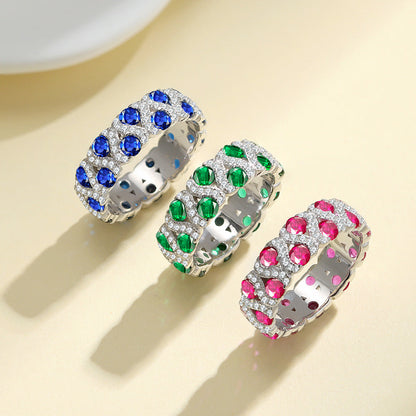 6.5MM Wide Band ColorfuRings in 925 Sterling Silver Moissanite Ring