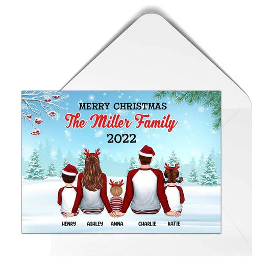 Merry Christmas Family Back View Personalized Postcard